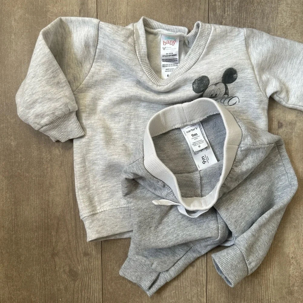 Disney Mickey Mouse Modern Baby Boy Sweatshirt and Carter’s Joggers Sweat Set